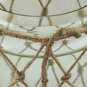 Atlas Sea Garden Vase - Elegant Coastal Decor in Light Green Sea Glass with Jute Rope Accents for Any Room Large AC11574-02
