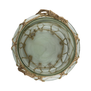 Atlas Sea Garden Vase - Elegant Coastal Decor in Light Green Sea Glass with Jute Rope Accents for Any Room Large AC11574-02