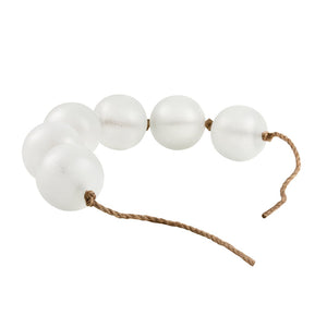 Atlas Seaglass Rope Object - Frosted White Art Glass Beads on Natural Fiber for Coastal Home Decor AC11575-01