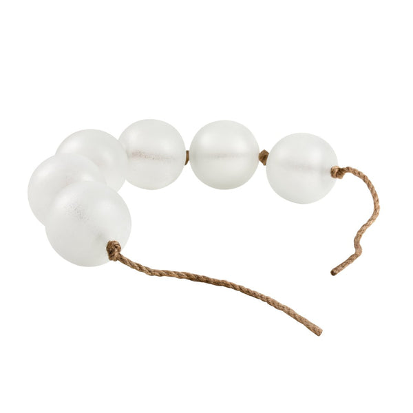 Atlas Seaglass Rope Object - Frosted White Art Glass Beads on Natural Fiber for Coastal Home Decor AC11575-01