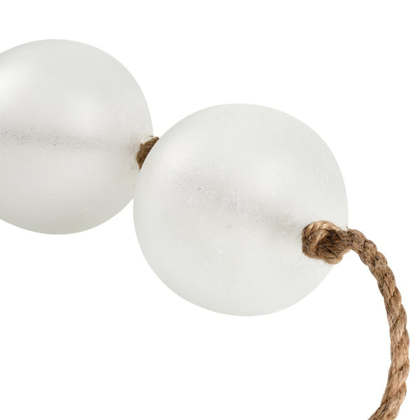 Atlas Seaglass Rope Object - Frosted White Art Glass Beads on Natural Fiber for Coastal Home Decor AC11575-01