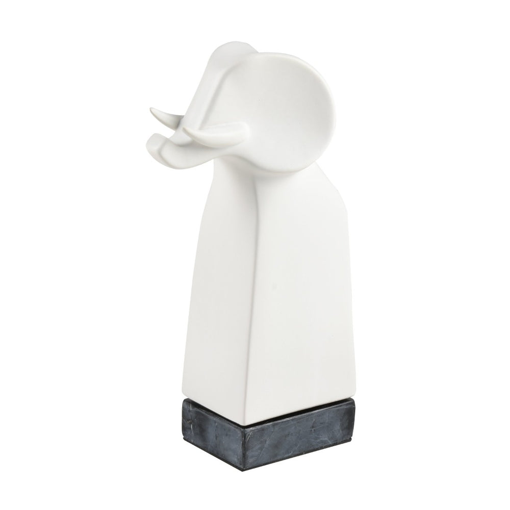 Atlas Serengeti Modern Safari Decor - Stylish White Earthenware Elephant Accent for Home Interiors Serengeti Elephant Sculpture AC11578-01