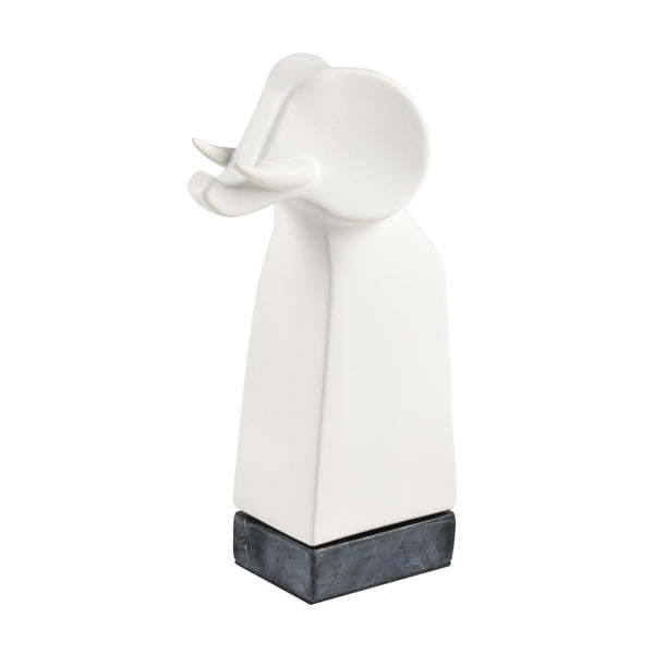 Atlas Serengeti Modern Safari Decor - Stylish White Earthenware Elephant Accent for Home Interiors Serengeti Elephant Sculpture AC11578-01