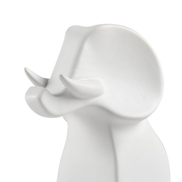 Atlas Serengeti Modern Safari Decor - Stylish White Earthenware Elephant Accent for Home Interiors Serengeti Elephant Sculpture AC11578-01