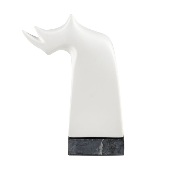 Atlas Serengeti Modern Safari Decor - Stylish White Earthenware Elephant Accent for Home Interiors Serengeti Rhino Sculpture AC11580-01