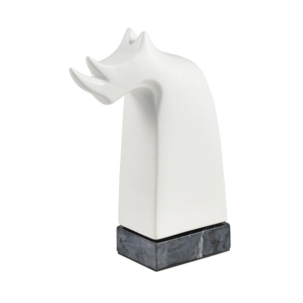 Atlas Serengeti Modern Safari Decor - Stylish White Earthenware Elephant Accent for Home Interiors Serengeti Rhino Sculpture AC11580-01