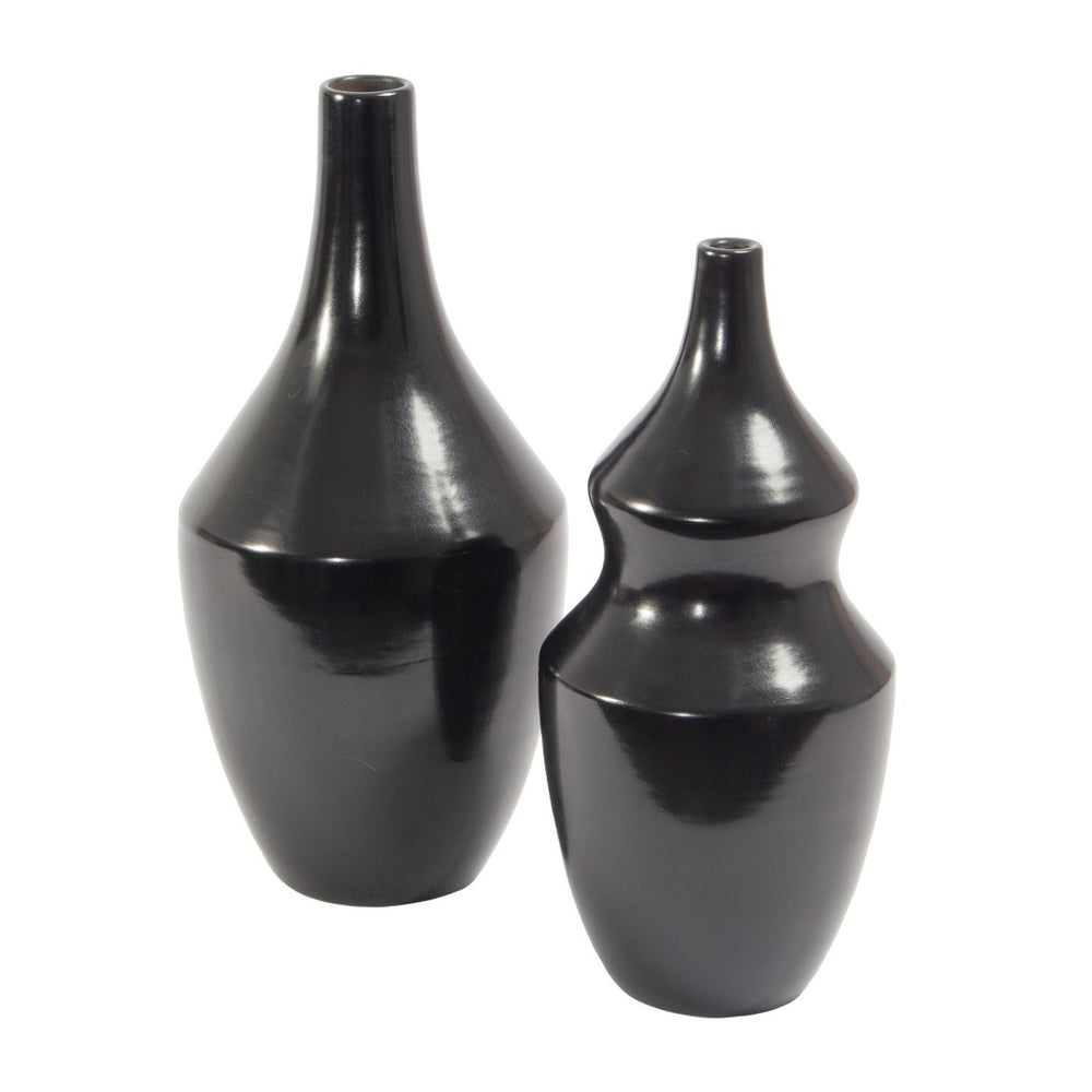 Atlas Shadow Vase - Handcrafted Earthenware with Polished Smoky Black Finish for Modern Elegance Extra Large Black AC11581-01