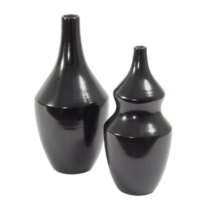 Atlas Shadow Vase - Handcrafted Earthenware with Polished Smoky Black Finish for Modern Elegance Extra Large Black AC11581-01