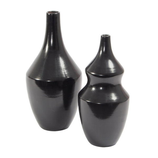 Atlas Shadow Vase - Handcrafted Earthenware with Polished Smoky Black Finish for Modern Elegance Extra Large Black AC11581-01