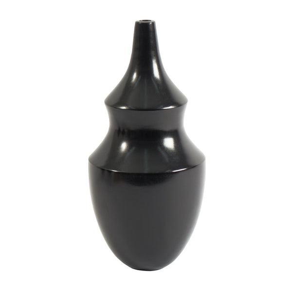 Atlas Shadow Vase - Handcrafted Earthenware with Polished Smoky Black Finish for Modern Elegance Large Black AC11582-01