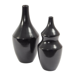Atlas Shadow Vase - Handcrafted Earthenware with Polished Smoky Black Finish for Modern Elegance Large Black AC11582-01