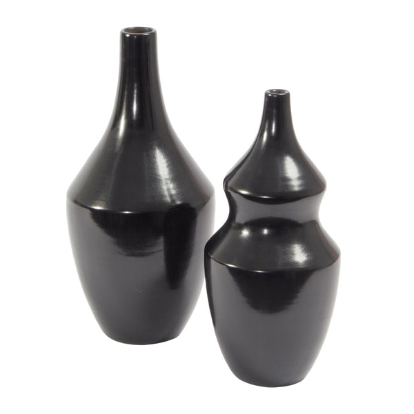 Atlas Shadow Vase - Handcrafted Earthenware with Polished Smoky Black Finish for Modern Elegance Large Black AC11582-01