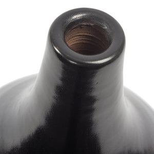 Atlas Shadow Vase - Handcrafted Earthenware with Polished Smoky Black Finish for Modern Elegance Large Black AC11582-01
