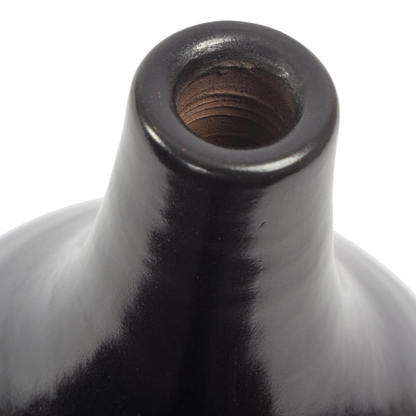 Atlas Shadow Vase - Handcrafted Earthenware with Polished Smoky Black Finish for Modern Elegance Large Black AC11582-01