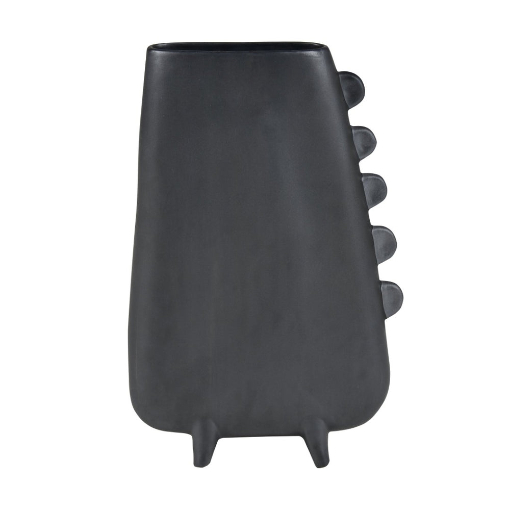 Atlas Sharpe Vase - Modern Black Earthenware Accent with Sculptural Design for Stylish Home Decor AC11588-01