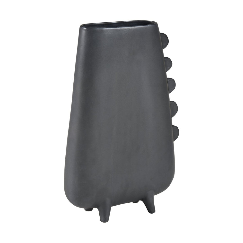 Atlas Sharpe Vase - Modern Black Earthenware Accent with Sculptural Design for Stylish Home Decor AC11588-01