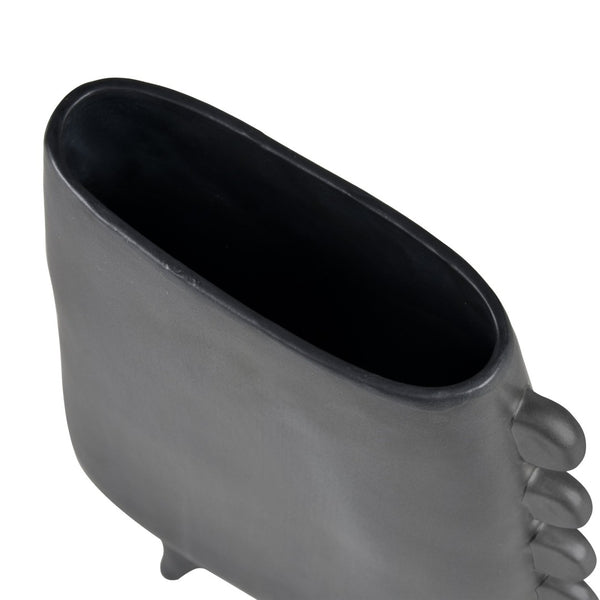 Atlas Sharpe Vase - Modern Black Earthenware Accent with Sculptural Design for Stylish Home Decor AC11588-01