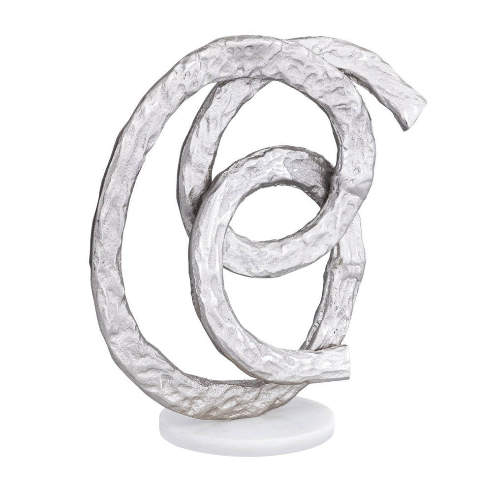 Atlas Sherman Object - Contemporary Silver Metal Sculpture on Marble Base for Modern Home Decor AC11589-01