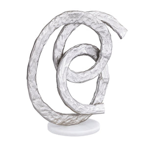 Atlas Sherman Object - Contemporary Silver Metal Sculpture on Marble Base for Modern Home Decor AC11589-01