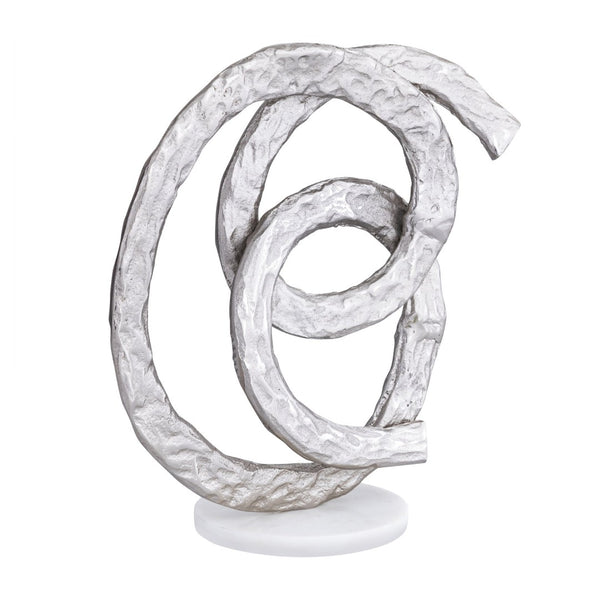 Atlas Sherman Object - Contemporary Silver Metal Sculpture on Marble Base for Modern Home Decor AC11589-01
