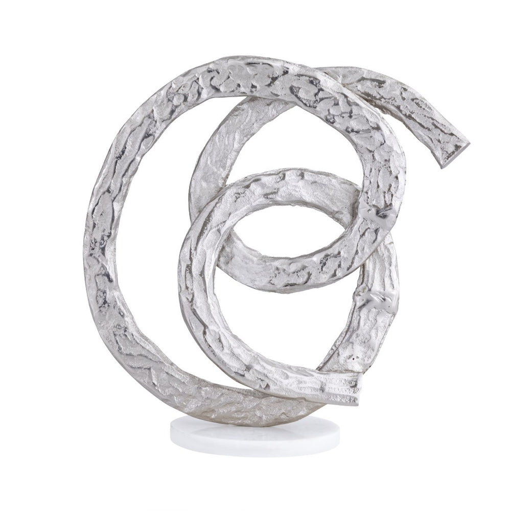 Atlas Sherman Object - Contemporary Silver Metal Sculpture on Marble Base for Modern Home Decor AC11589-01