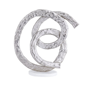 Atlas Sherman Object - Contemporary Silver Metal Sculpture on Marble Base for Modern Home Decor AC11589-01