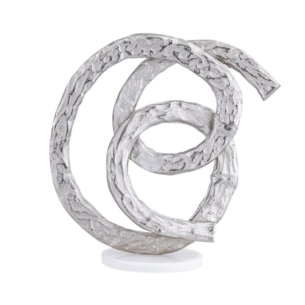 Atlas Sherman Object - Contemporary Silver Metal Sculpture on Marble Base for Modern Home Decor AC11589-01
