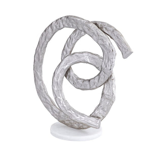 Atlas Sherman Object - Contemporary Silver Metal Sculpture on Marble Base for Modern Home Decor AC11589-01