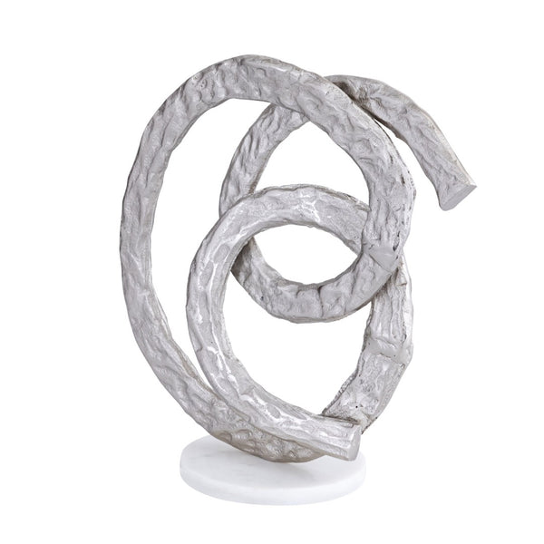 Atlas Sherman Object - Contemporary Silver Metal Sculpture on Marble Base for Modern Home Decor AC11589-01