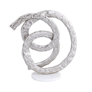 Atlas Sherman Object - Contemporary Silver Metal Sculpture on Marble Base for Modern Home Decor AC11589-01