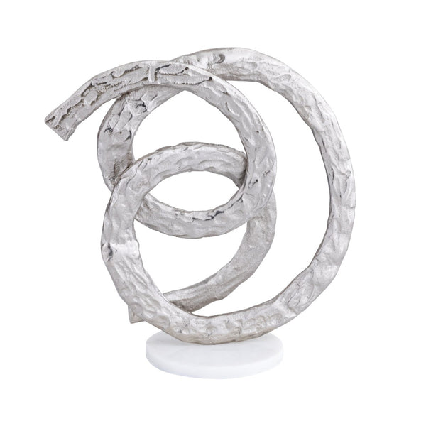 Atlas Sherman Object - Contemporary Silver Metal Sculpture on Marble Base for Modern Home Decor AC11589-01