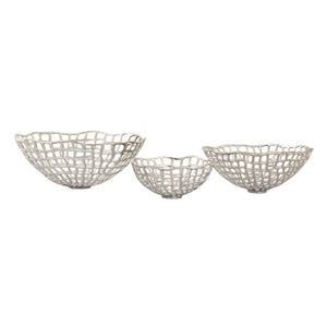 Atlas Shore Weave Basket Set of 3 - Modern Nickel Open-Framework Baskets for Coastal Decor & Storage AC11590-01S