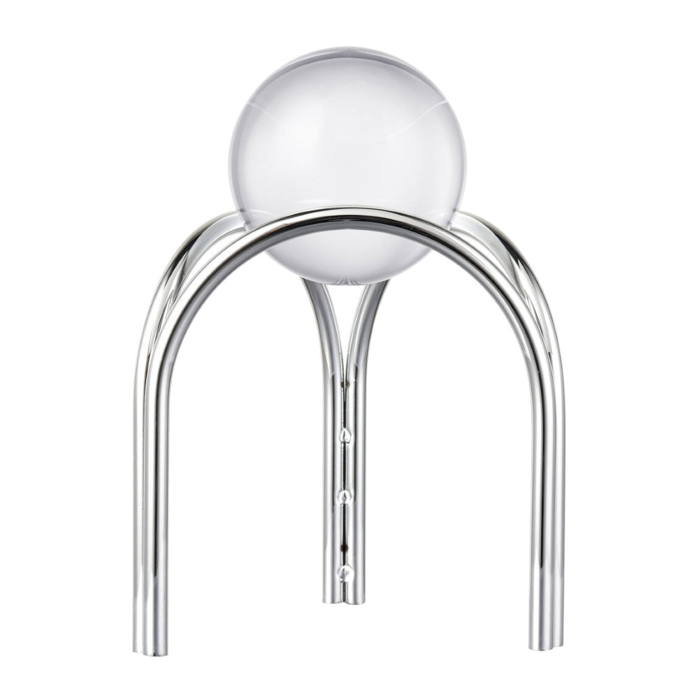 Atlas Sibyl Orb Stand Set of 2 - Elegant Silver Tripod Bases with Detachable Glass Orbs for Modern Décor AC11591-01S