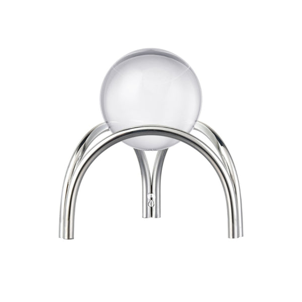 Atlas Sibyl Orb Stand Set of 2 - Elegant Silver Tripod Bases with Detachable Glass Orbs for Modern Décor AC11591-01S