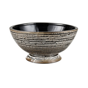 Atlas Simone Bowl - Striking Black Earthenware with Abstract Design for Serving & Stylish Decor Accents AC11592-01