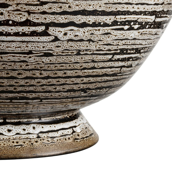 Atlas Simone Bowl - Striking Black Earthenware with Abstract Design for Serving & Stylish Decor Accents AC11592-01