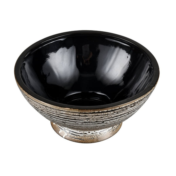 Atlas Simone Bowl - Striking Black Earthenware with Abstract Design for Serving & Stylish Decor Accents AC11592-01