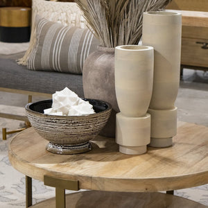 Atlas Simone Bowl - Striking Black Earthenware with Abstract Design for Serving & Stylish Decor Accents AC11592-01