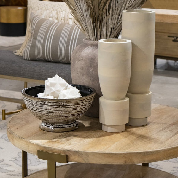 Atlas Simone Bowl - Striking Black Earthenware with Abstract Design for Serving & Stylish Decor Accents AC11592-01