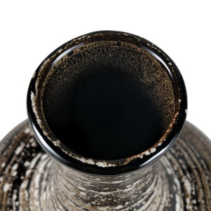 Atlas Simone Vase - Sculptural Earthenware with Striking Black Spiral Finish for Modern Home Decor Large Black AC11593-01