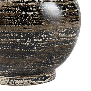 Atlas Simone Vase - Sculptural Earthenware with Striking Black Spiral Finish for Modern Home Decor Large Black AC11593-01