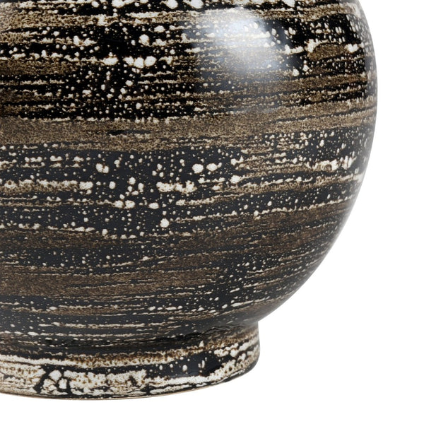 Atlas Simone Vase - Sculptural Earthenware with Striking Black Spiral Finish for Modern Home Decor Large Black AC11593-01