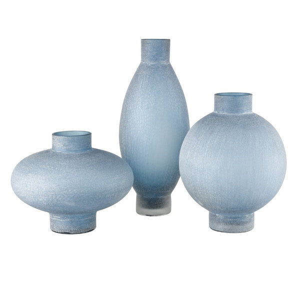 Atlas Skye Frosted Glass Vase - Ice Blue Coastal Decor for Modern Interiors, Perfect for Single-Stem Displays AC11595-01