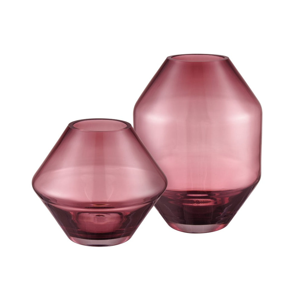 Atlas Sofia Vase - Striking Geometric Glass Decor in Rich Bordeaux for Elegant Home Accents and Displays Large AC11597-01