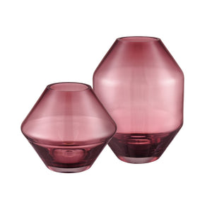 Atlas Sofia Vase - Striking Geometric Glass Decor in Rich Bordeaux for Elegant Home Accents and Displays Small AC11598-01