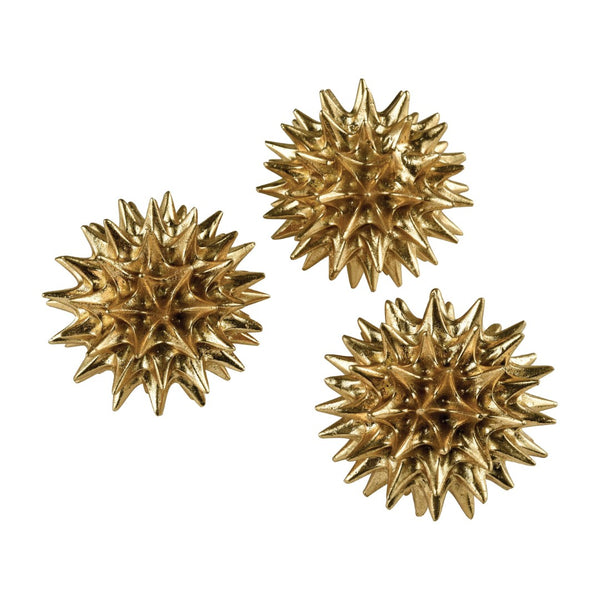 Atlas Spangle Decorative Orbs Set of 3 - Elegant Gold Leaf Accents for Modern Home Décor & Styling AC11602-01S
