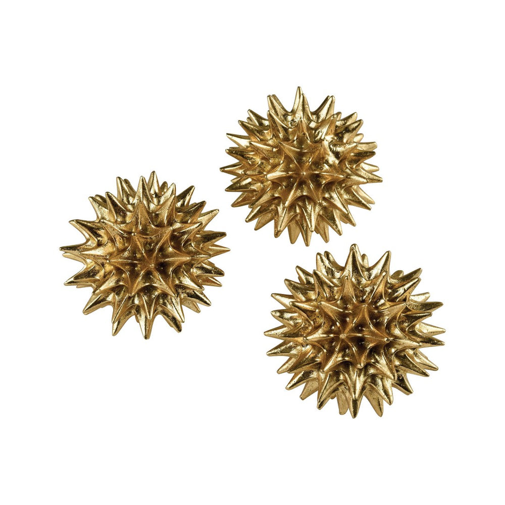 Atlas Spangle Decorative Orbs Set of 3 - Elegant Gold Leaf Accents for Modern Home Décor & Styling AC11602-01S