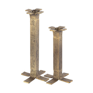 Atlas Splay Candleholder - Midcentury Minimalist Design in Antique Brass for Elegant Home Decor Statements Medium Aged Brass AC11605-01