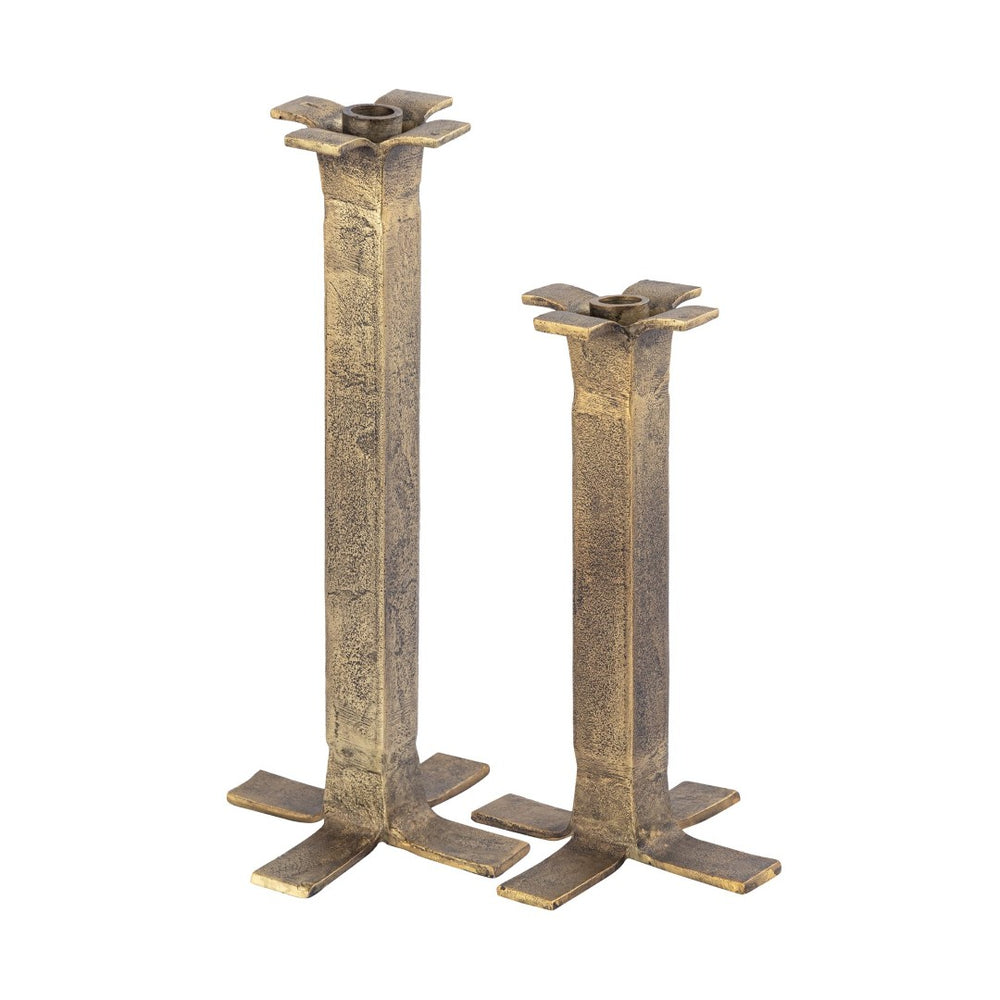 Atlas Splay Candleholder - Midcentury Minimalist Design in Antique Brass for Elegant Home Decor Statements Large Aged Brass AC11605-02