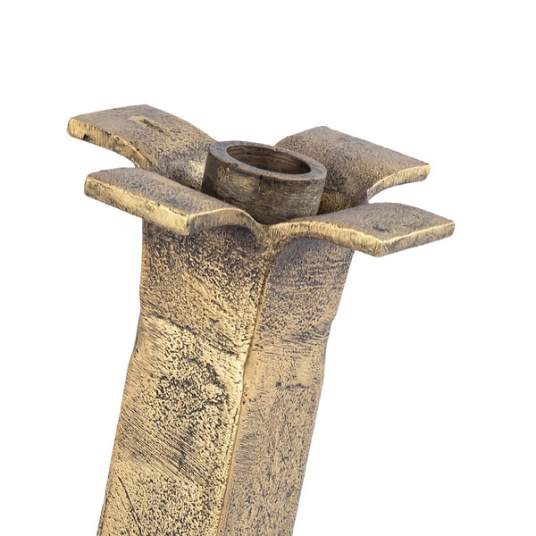 Atlas Splay Candleholder - Midcentury Minimalist Design in Antique Brass for Elegant Home Decor Statements Large Aged Brass AC11605-02